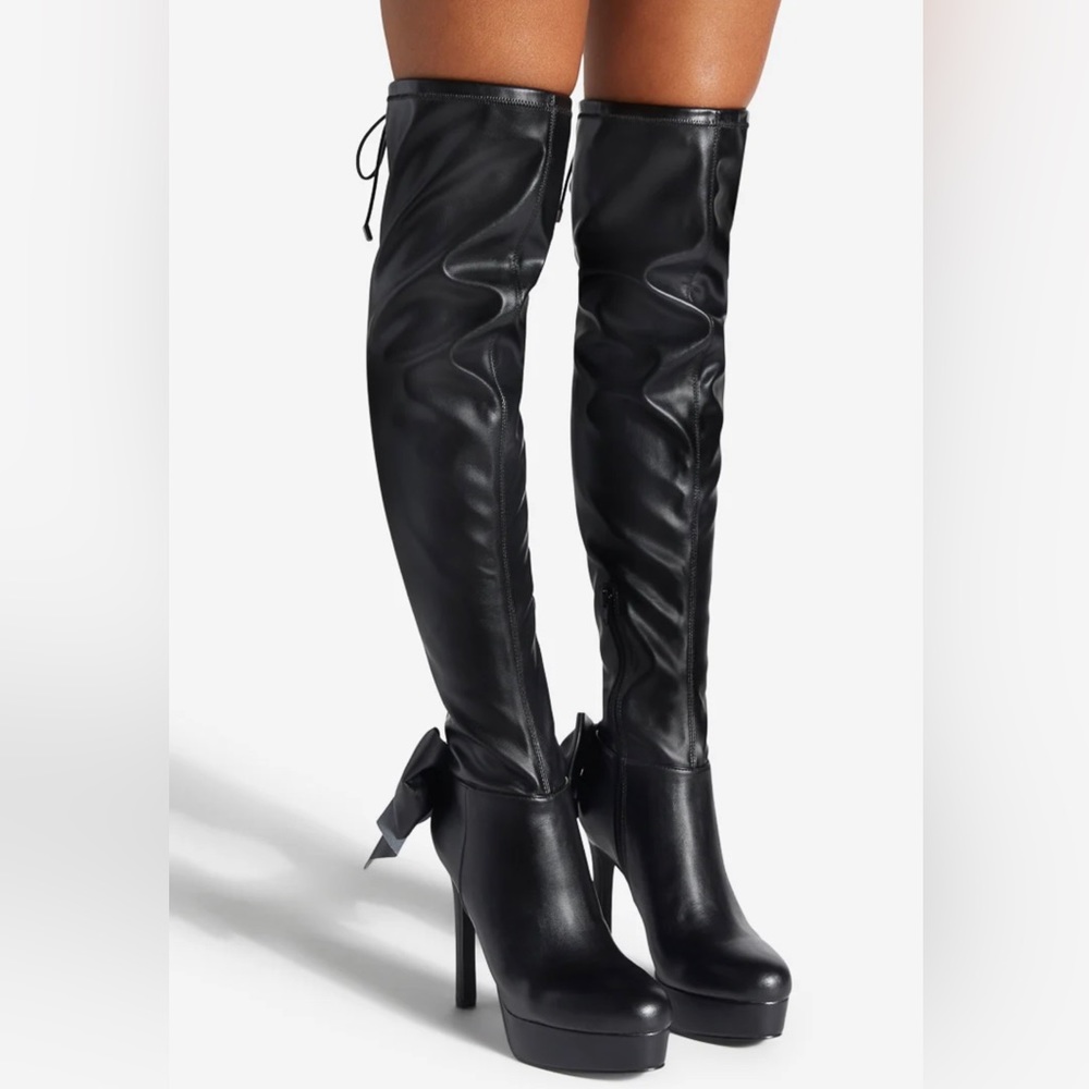 Gerety Tall Platform Boot Black Size 8